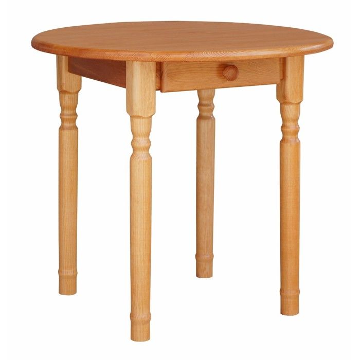 Table à manger KOMA KM140178 ronde en pin massif avec tiroir diamètre 70 cm teinte aulne