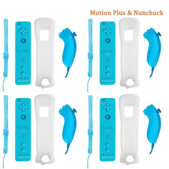 4 nunchuck bleu de jeu vidéo 2 en 1 pour Nintendo WiiWii U