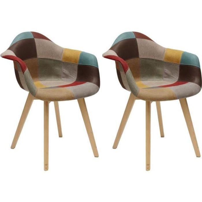 bradu - lot de 2 fauteuils patchwork motif vintage