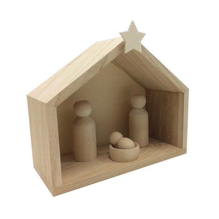 Crèche en bois + pions à personnaliser - Artémio {couleur}