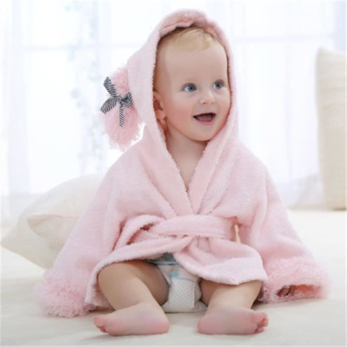 Peignoir Bebe Sortie De Bain Mignon 0 1 Ans Bebe Rose Cdiscount Pret A Porter