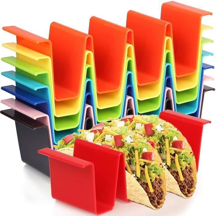 DE Sandwiches Hot Dogs crêpes MIGE Support à Tacos Taco Rack Lot de 2 en Acier Inoxydable résistant à la Rouille Creux Forme de Vague Taco Support Support pour 2 ou 3 Coque Tacos Pain 