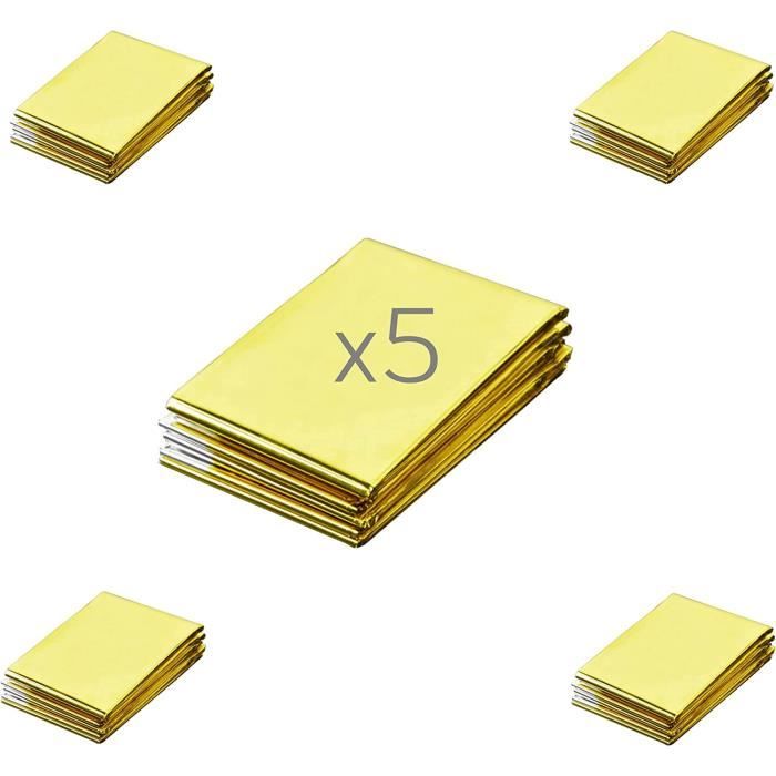 NUZAMAS Lot de 4 couvertures de survie 160 x 210 cm, dorées