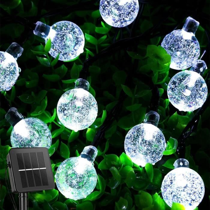 Guirlande Lumineuse Extérieure Solaire, 11M 60Led Cristal Boules