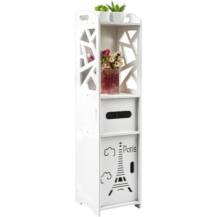 Meuble Salle De Bain Colonne Étroite - Armoire Rangement WC, Gain De Place - Blanc, 15x15x80 Cm - 7