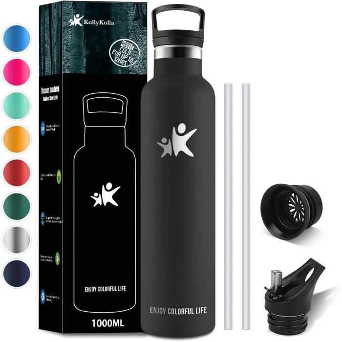 Bouteille D'Eau En Acier Inoxydable Avec Paille 1L Isotherme Sous Vide