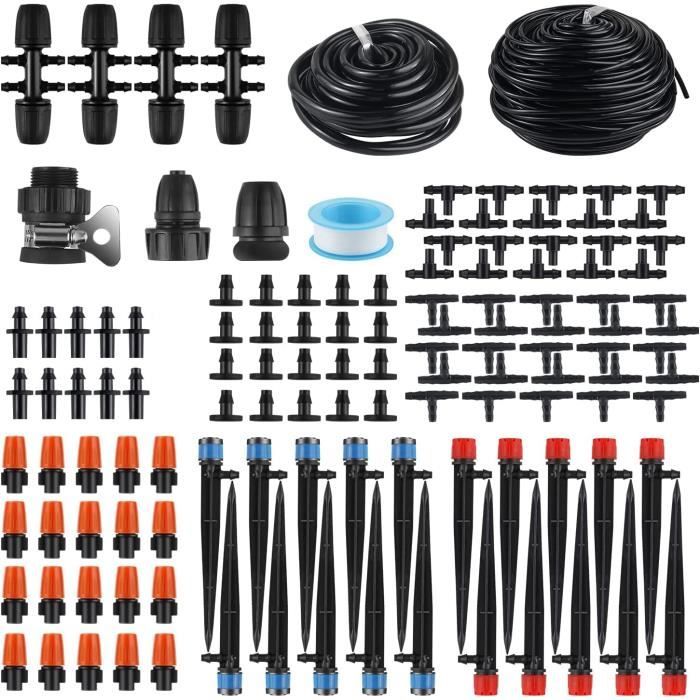 Kit Irrigation Goutte à Goutte 150 Pièces - Connecteurs Barbelés Pour Tuyau 1/4" - Jardin & Serre