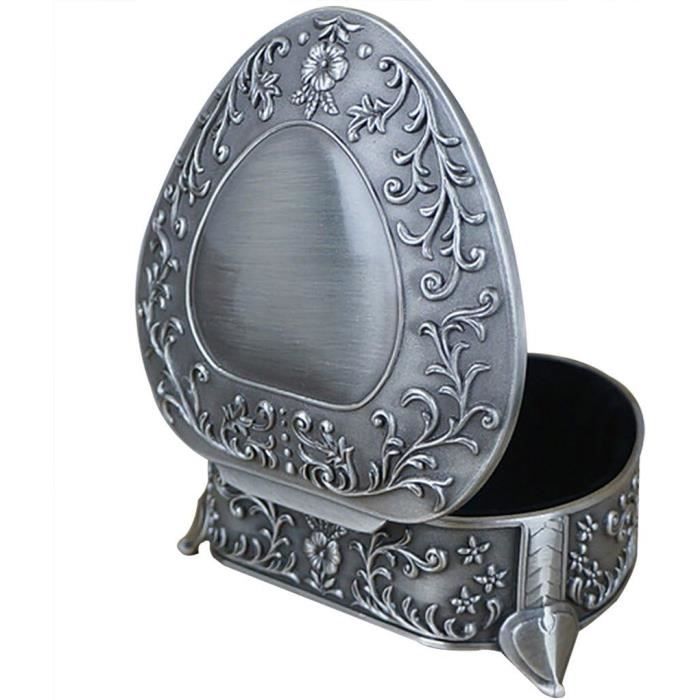 Boîte à Bijoux Vintage En Forme De Cœur Avec Ange Et Couronne - Argent 925 London 1902
