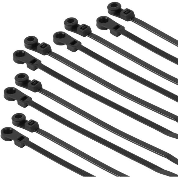 Lot De 100 Serre-câbles En Nylon Noir (6,4 Mm) – Avec Vis, Clips R Vissables Pour Organiser Câbles Et Tuyaux