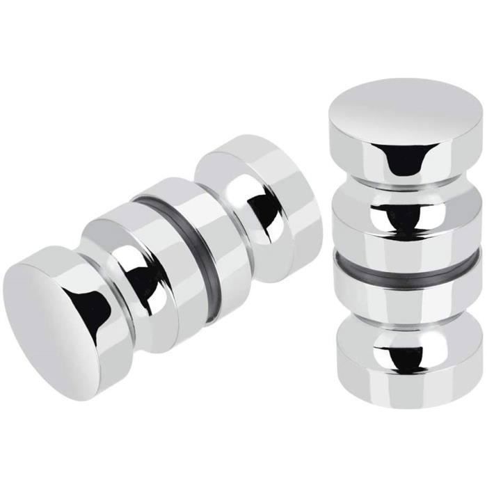 N\A Lot de 2 boutons de porte de douche en acier inoxydable brillant pour porte de douche
