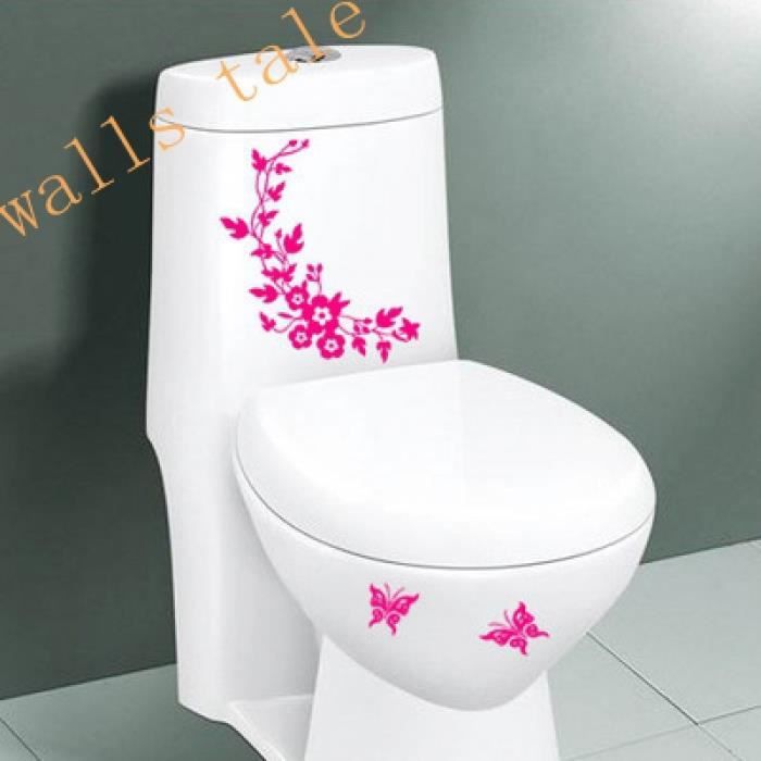 Papillon fleur salle de bains toilettes Stickers muraux autocollant Home Deco WI