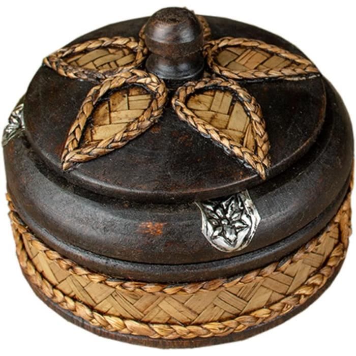 Cendrier En Bois Avec Couvercle Anti-odeurs - Doublure Inox, 9.8x9.8 Cm - Pour Intérieur, Bureau, Terrasse (noir)