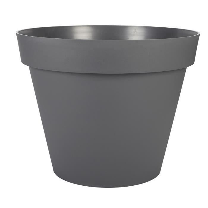 Pot de fleur gris anthracite rond 28,3 litres chez Jardin et Saisons