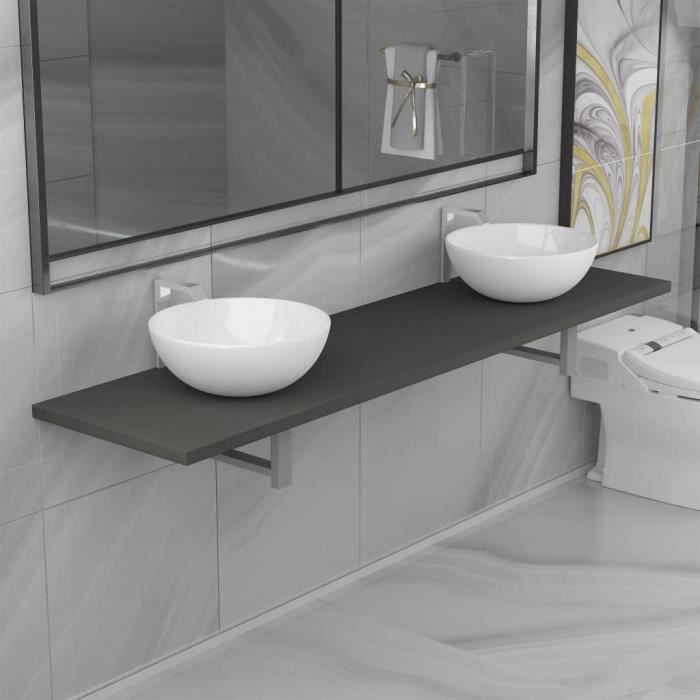 CHEZZOE Ensemble Meuble de salle de bain double vasque ...