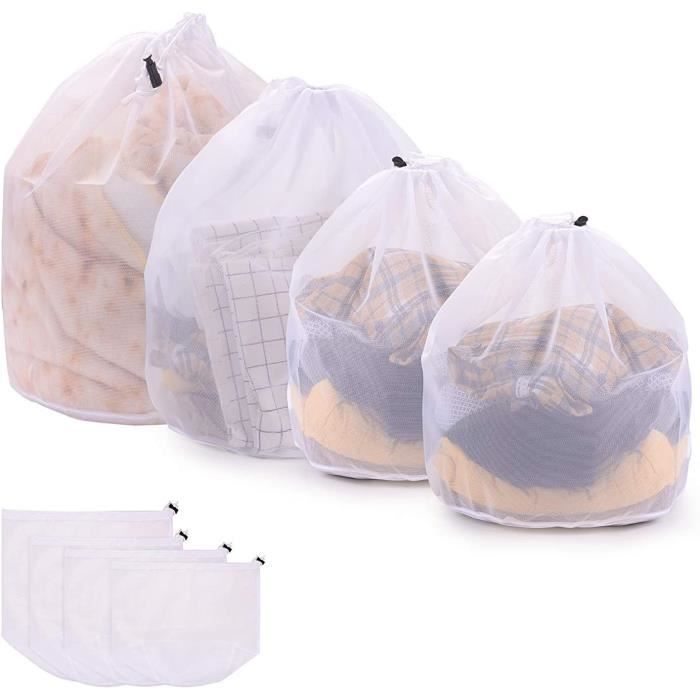 Lot De 2 Sacs De Lavage XXL 70x90cm Filets à Linge Machine à Laver - Blanc