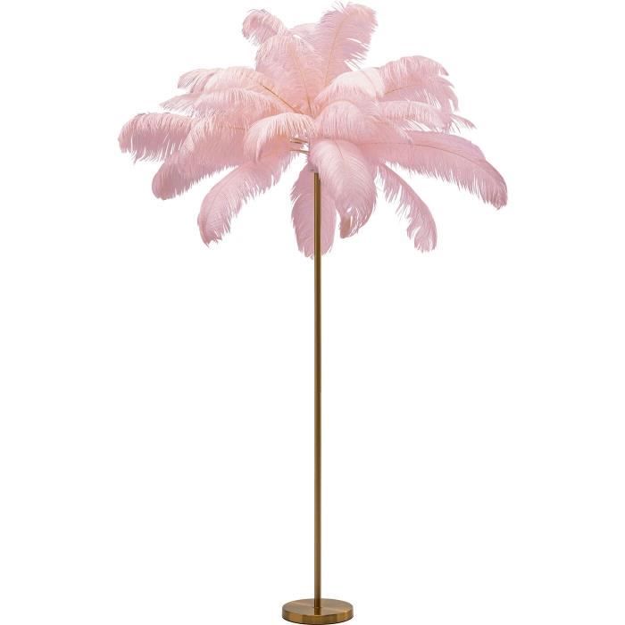 Lampadaire - KARE - Plumes 165cm - Rose - Métal doré - E27