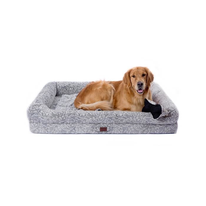 Comparer les prix de RAIKOU Canapé pour chien Lit pour chien antidérapant déhoussable lavable Matelas pour chien Gris 100x80x9cm