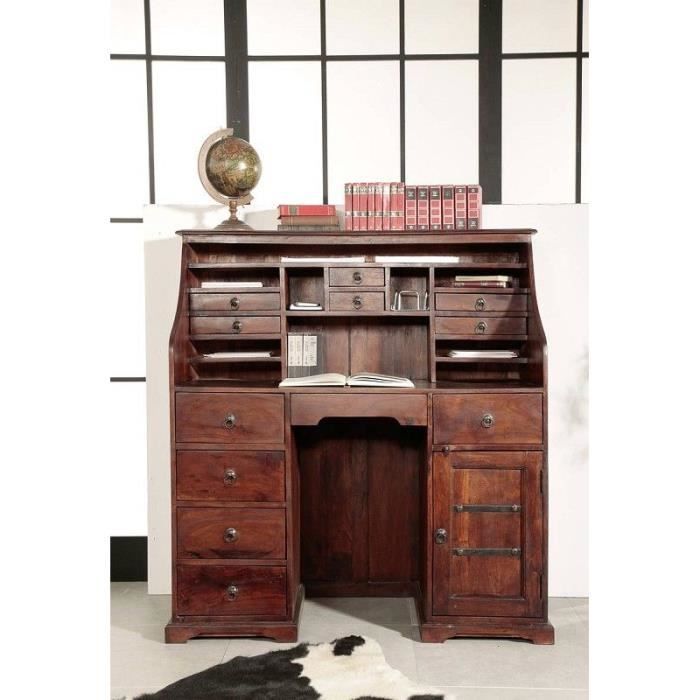 bureau/cabinet - bois massif d'acacia laqué (nougat) - style colonial - oxford #516