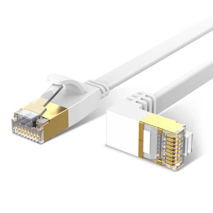 ILF® 1M CAT 6 Câble Ethernet RJ45 Câble Réseau Plat Coudé 90 Degrés Pour PC  TV Box Routeur Xbox PS4 Routeur - Blanc, 1M - Cdiscount Informatique