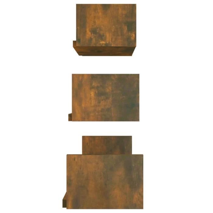Étagères Murales En Bois Chêne Fumé 100x15x20cm - Lot De 2 Pour Salon Ou Bureau