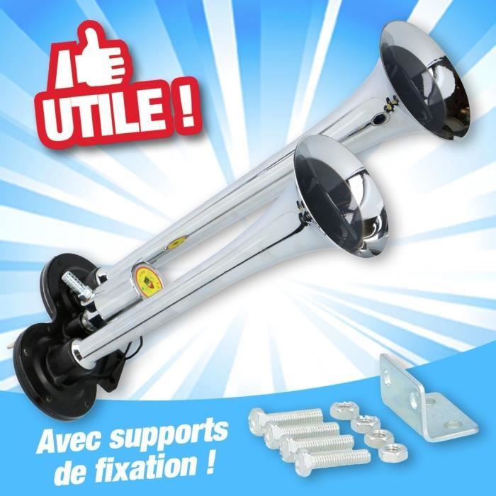 Avertisseur Pneumatique 45 Cm 150 DB Avec Compresseur - Klaxon Puissant Pour Voiture Camion Bateau 12V