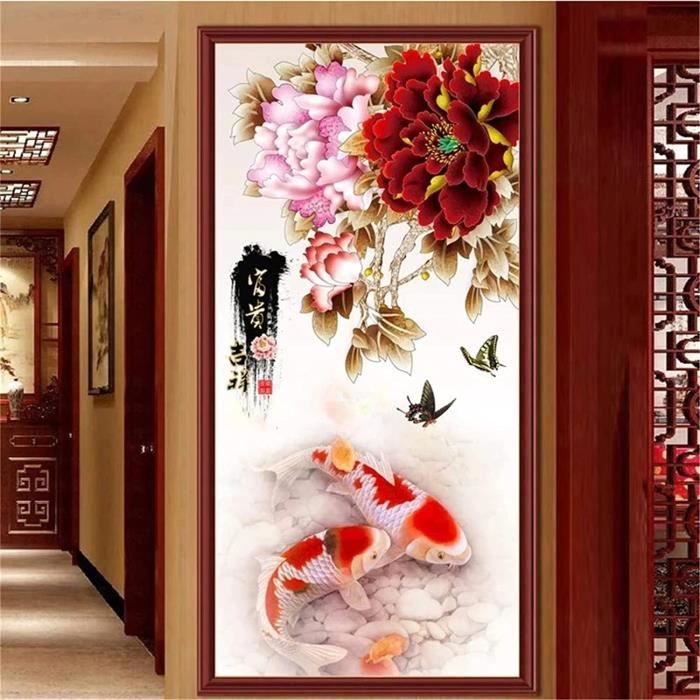 YSCOLOR Diamond Painting Kit 5D Carpe Koi 30x40cm - Tela Rotonda Completa Con Diamanti E Strumenti, Hobby Creativo Antistress