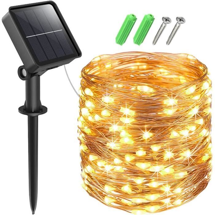 Guirlande Solaire Extérieur – Lot De 3 X 12 M – 100 LED Blanc Chaud – 8 Modes – Étanche IP65 – Décoration Jardin, Terrasse, Fête