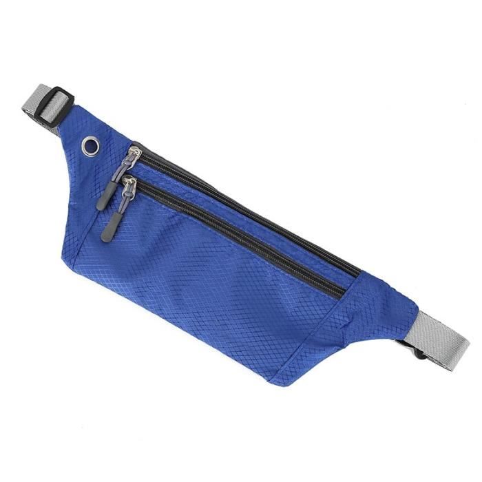 Sac Banane/pochette Taille Unisexe 4 Poches - Noir/Bleu - Pour Course, Vélo, Randonnée - NEUF