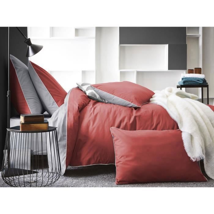 Housse De Couette Bicolore Rouge Et Gris Housse De Couette Bicolore Passepoil 100 Percale De Coton Rouge Gris 260x240cm Complicite Gourmande Achat Vente Housse De Couette Seule Cdiscount