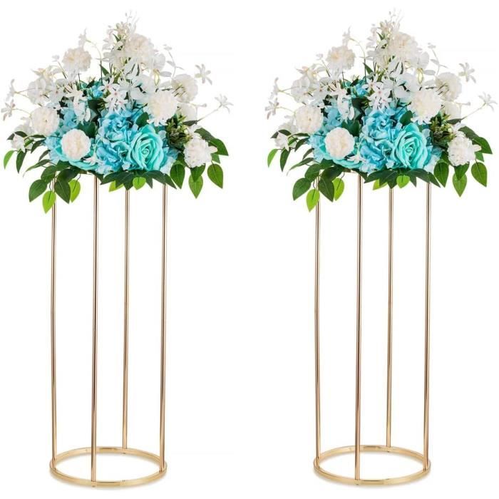 Vases Centre De Table NUPTIO - 2 Pièces Trompette Dorée 77,5cm - Métal Haute Qualité Pour Mariage, Anniversaire