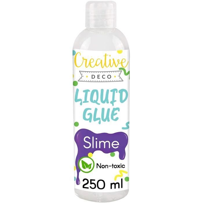 Creative Deco Colle Liquide pour Slime, 250 ml, Pour Verre, Tissu,  Carton, Bois, Papier
