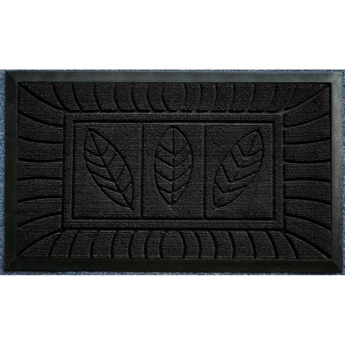 Tapis dentrée 45x75cm feuilles noir