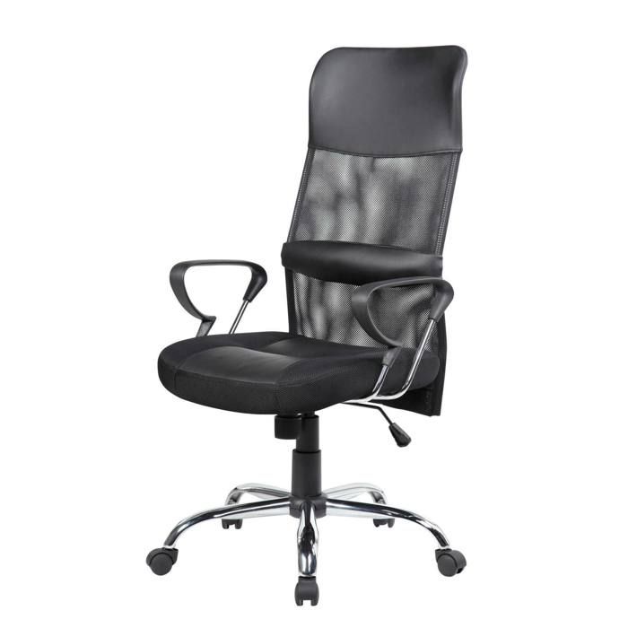 Dmora - Chaise à roulettes Ateleta 56 x 61 x h 121 cm noire Acier et Tissu Dmora - Chaise à roulettes Ateleta 56 x 61 x h 121 cm noire Acier et Tissu