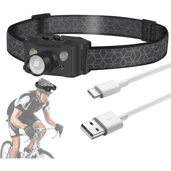 EGNMCR Lampe De Tête Rechargeable 8 LED Haute Luminosité Avec Lumière Blanche, Lampe De Tête USB, Lampe De Poche Pour Course En Plein Air Chasse Randonnée Camping Équipement Lampe Portable