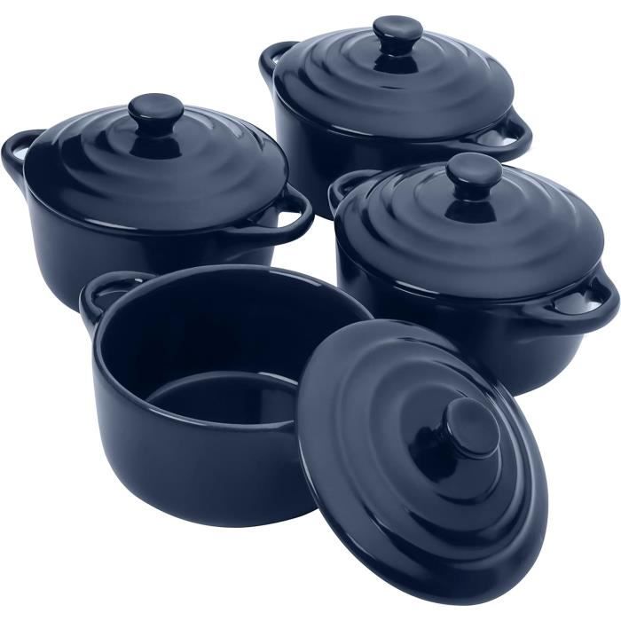 Petite Cocotte En Céramique - Capacité 350 Ml, Avec Couvercle | Pour Mijoter, Cuire à La Vapeur, Ragoûts | Compatible Feu, Micro-ondes, Four (pas Induction)
