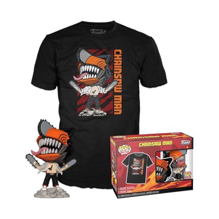 T-shirt avec Figurine - Funko - Chainsaw Man - Vinyle de Qualité - Cadeau Idéal - Mixte