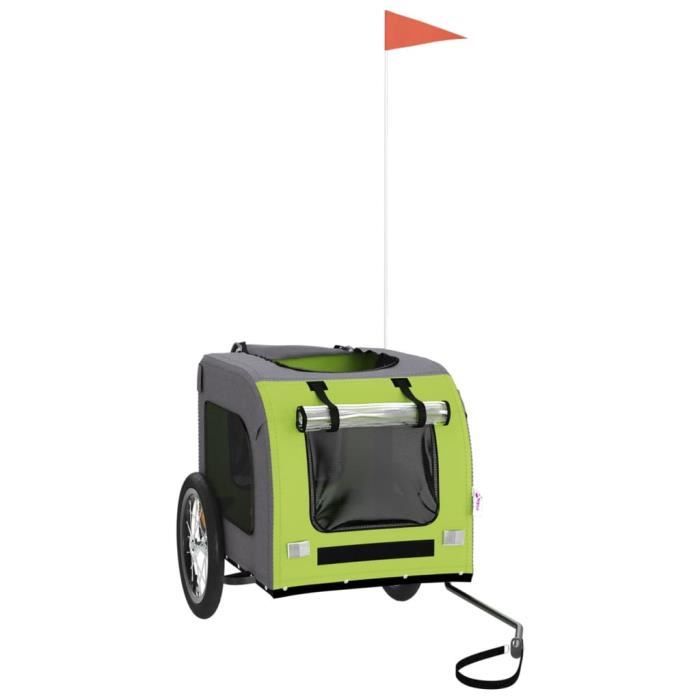 Remorque de vélo pour chien FYDUN - Vert et gris - Capacité de charge 45 kg - Dimensions 69 x 1335 x 735 cm