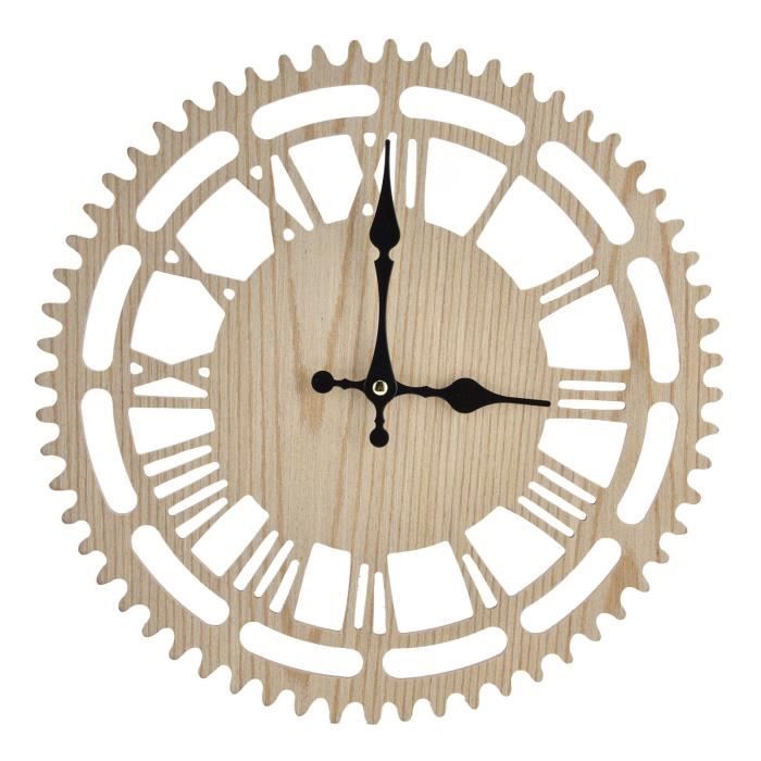 Horloge murale en bois sans tic-tac à piles silencieuse pour salon