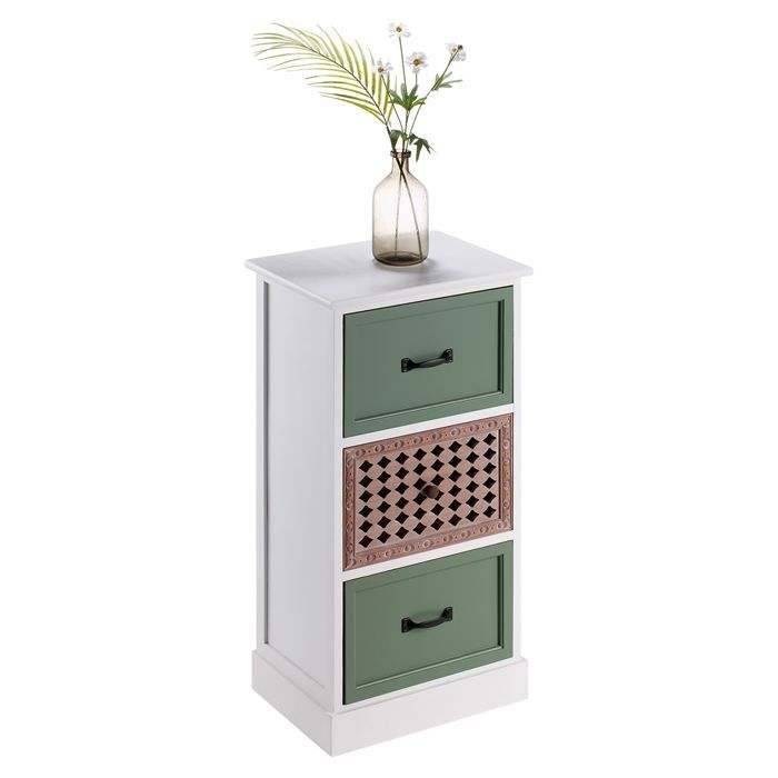 Commode 4 portes 2 tiroirs en bois blanc laqué - CO16013