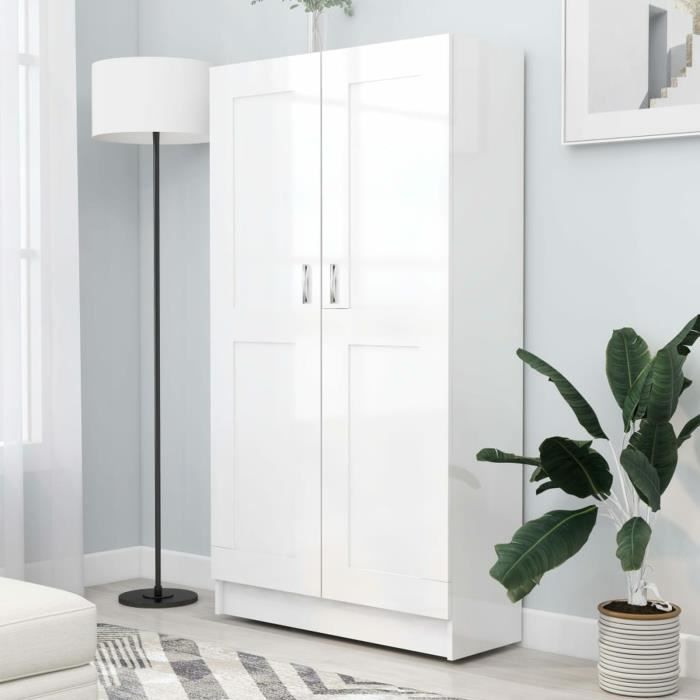 Bibliothèque - IKAYAA - Blanc brillant - 825x305x150 cm - 4 étagères Bibliothèque - IKAYAA - Blanc brillant - 825x305x150 cm - 4 étagères
