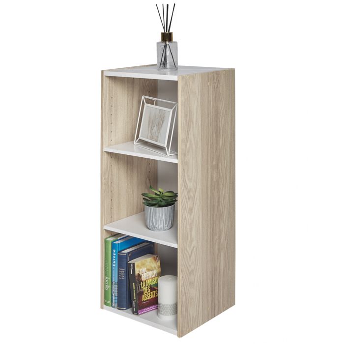 Iris Ohyama Meuble de rangement Bibliothèque/ 3 Etagères modulables UB-9035 Marron Clair L29 x P34.7 x H88.2 cm