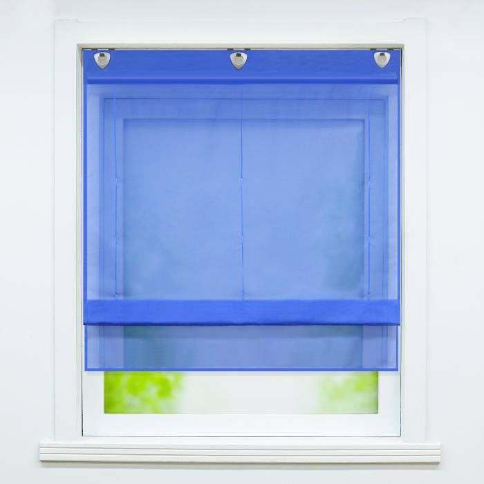 Store Romain En Lin Style Maison Campagne - Rideau Plissé Avec Cordon Serrage, Opaque, 40 X 120 Cm Sable - Yaland