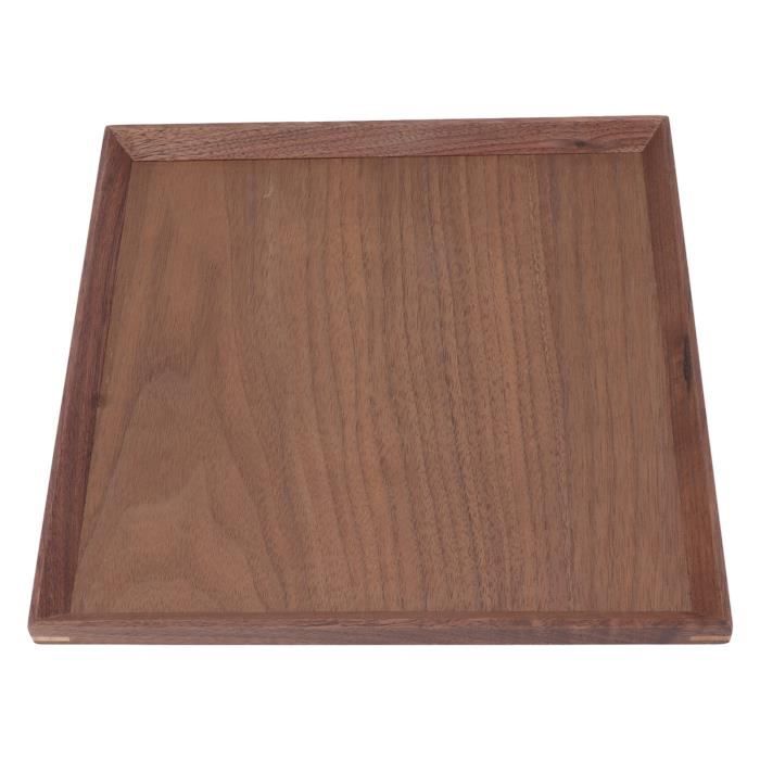 Plateau de service en bois d'acacia de 43,2 x 33 cm avec poignées en métal – Plateau décoratif pour table basse, petit déjeuner au lit, présentoir de