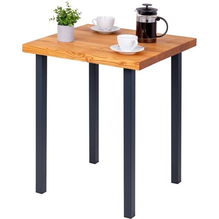 lamo manufaktur table haute de cuisine - mange debout - table de bar - 60x60x76 cm - gris - modèle classic - frêne foncé