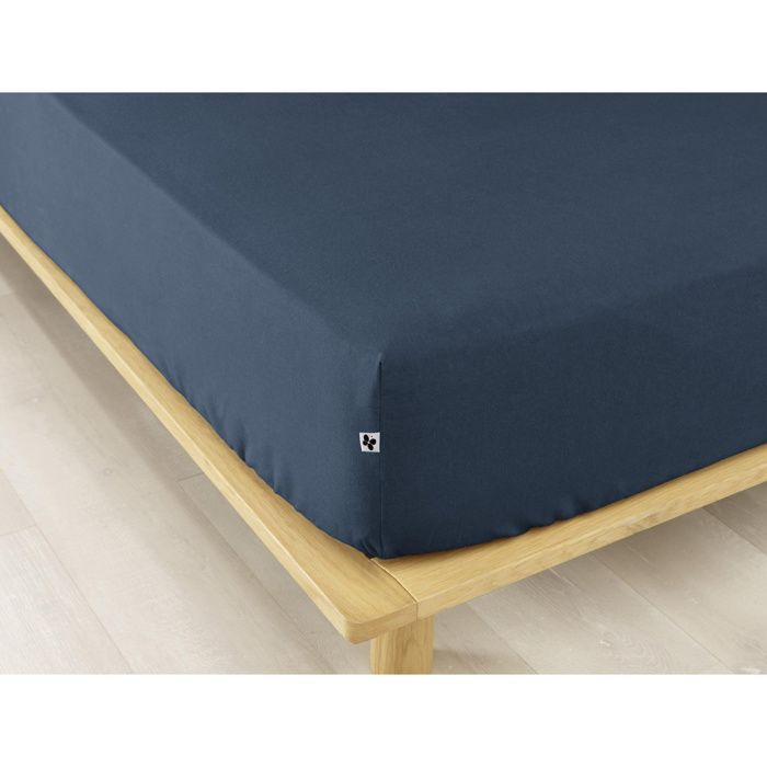 Drap housse flanelle chaude 140 x 190 cm Bonnet 30 cm Candice Bleu