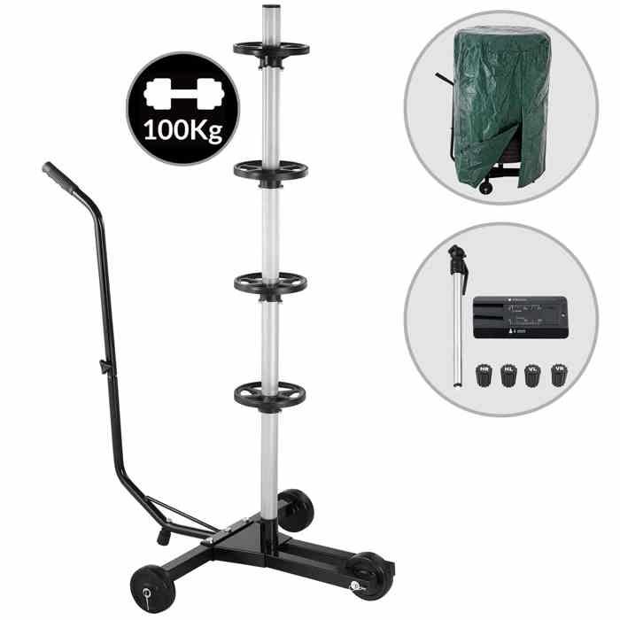 Support de pneus mobile pour 4 roues jantes max. 225mm arbre de rangement mobile accessoires et housse inclus stockage flottant