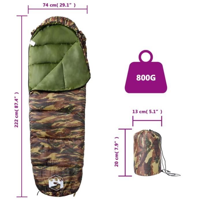 Sac De Couchage Momie HOSIMA ZQ001 - Imperméable, Pour Camping/Randonnée - Température 5-25°C