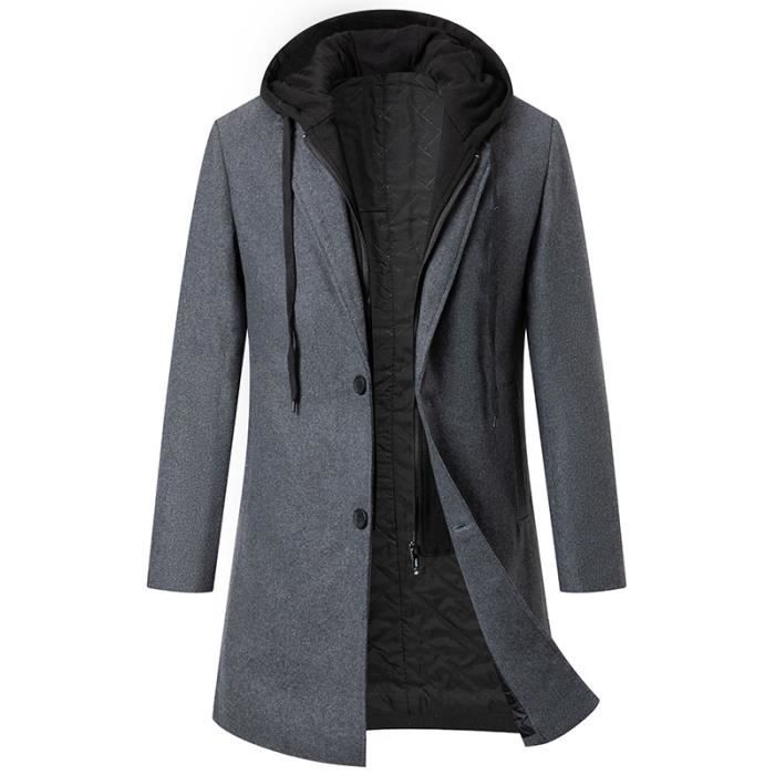 Manteau Homme Pardessus Veste Mi-long Caban Chaud Automne-Hiver-Gris Gris -  Cdiscount Prêt-à-Porter