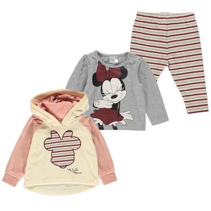 Jogging bébé fille Minnie en velours - Gris - 3 pièces