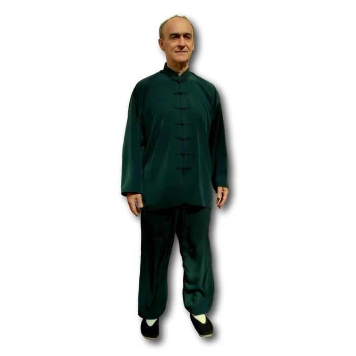 Tenue Taichi Qi Gong En Soie Mélangée - Kimono Mixte 7 Brandebourgs - Taille 150-190cm - Lavable Machine